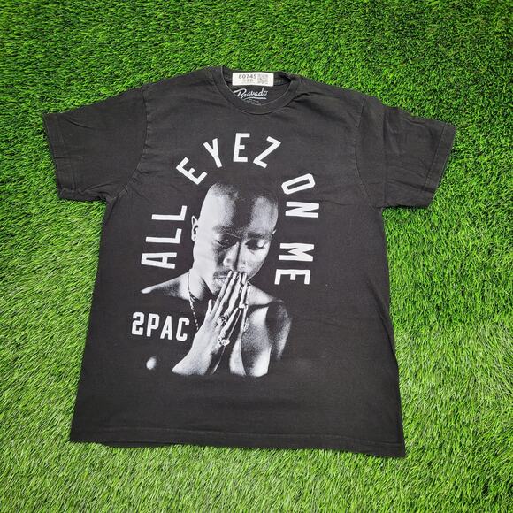 2PAC Tupac-Shakur Shirt Womens Medium 19x25 Black Hip-Hop - Picture 1 of 13